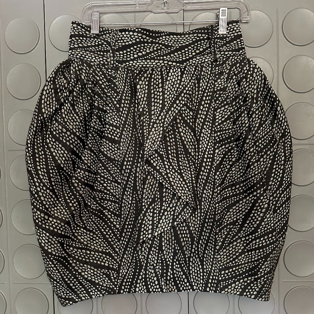 H&M Premium Collection Black & Metallic Gold High-Waisted Skirt (Size 6)